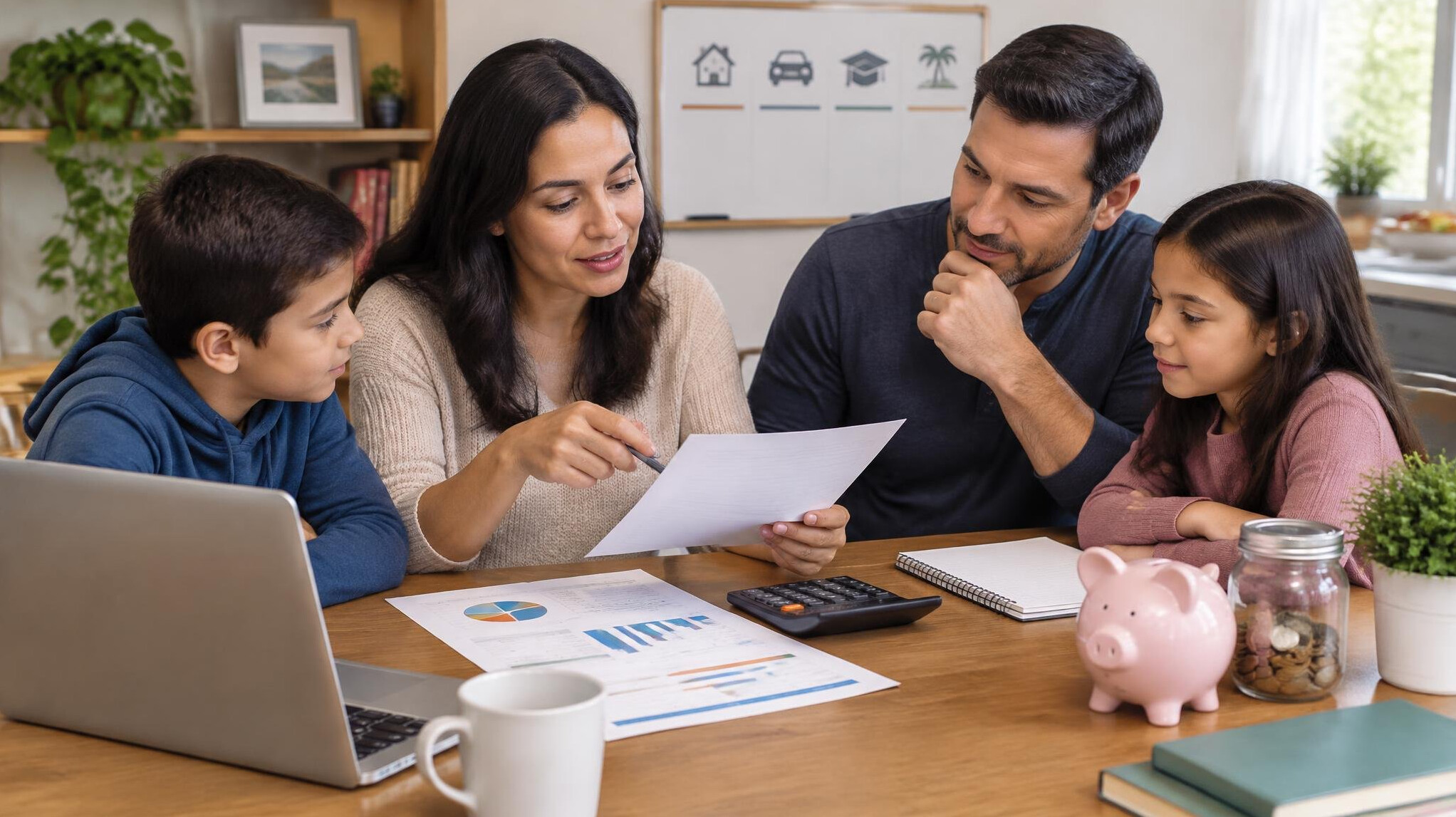 family creating budget plan